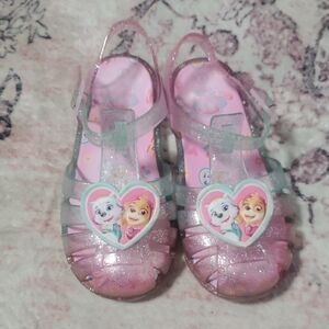 Kids Glittery Pink and Green Character Sandals